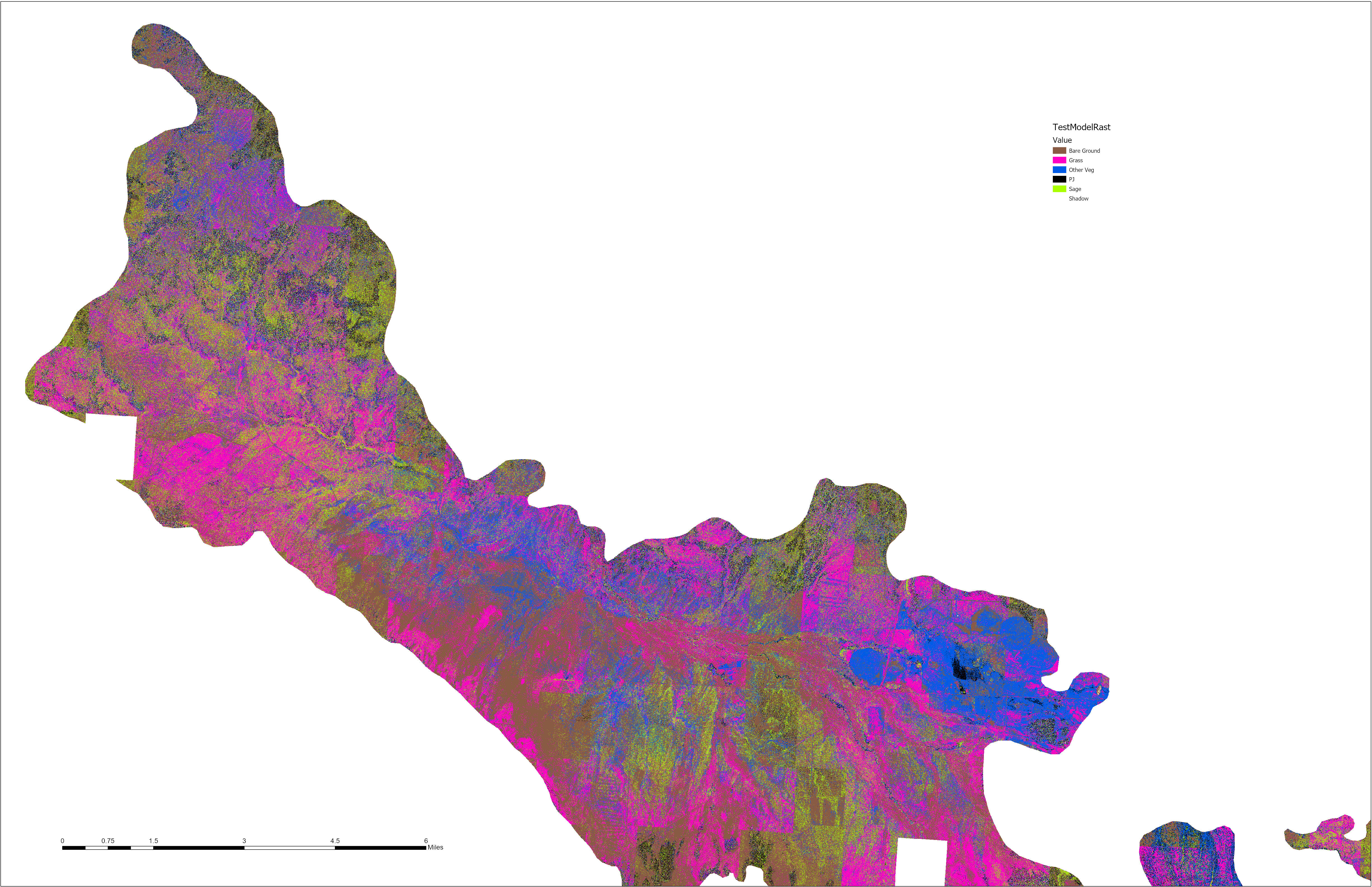 Model predictions for all of Dry Creek Basin, a large portion of the San Miguel Population.